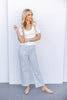 Draw the Line Striped Wide Leg Crop Jeans