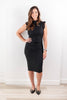 Girls Night Lace Overlay Mock Neck Cap Sleeve Top