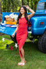 Lovely Horizons Ribbed Fitted Sleeveless Midi Dress