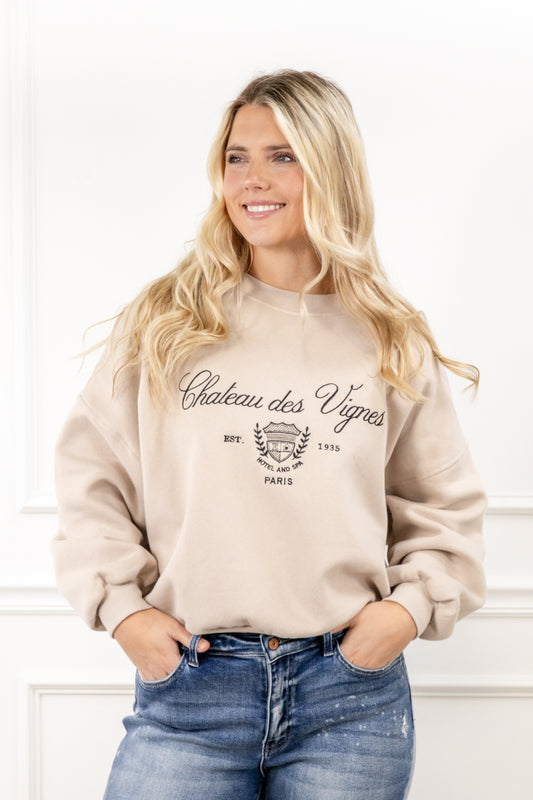 Parisian Vineyard Embroidered Sweatshirt