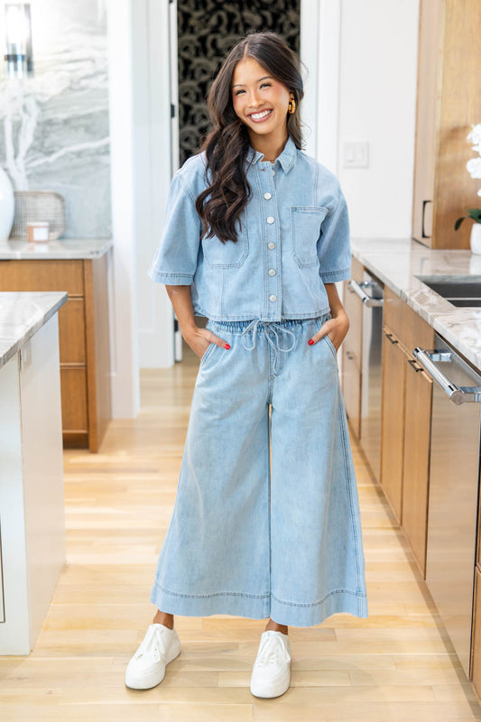 Cloud Nine Wide Leg Capri Jeans