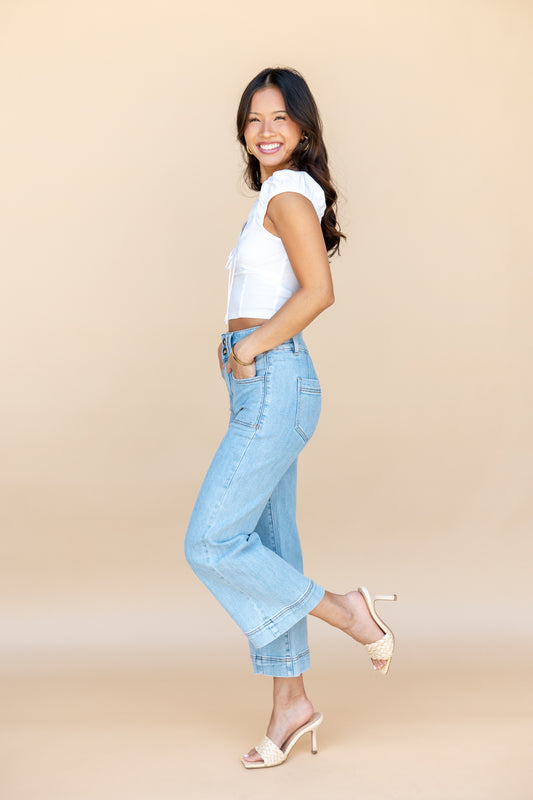 Violets Are Blue Wide Crop Jeans Light Wash