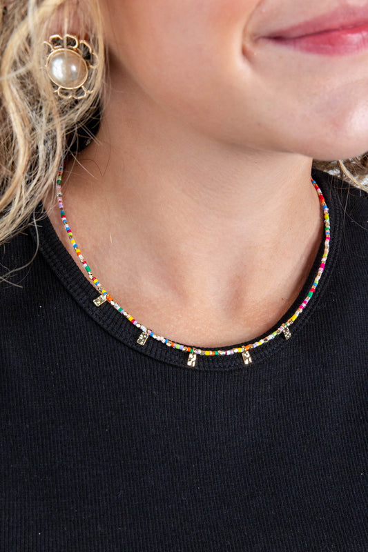 Sweet Charms Multi-Color Beaded Choker Necklace