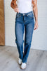 Mid Rise Tummy Control Straight Leg Jeans