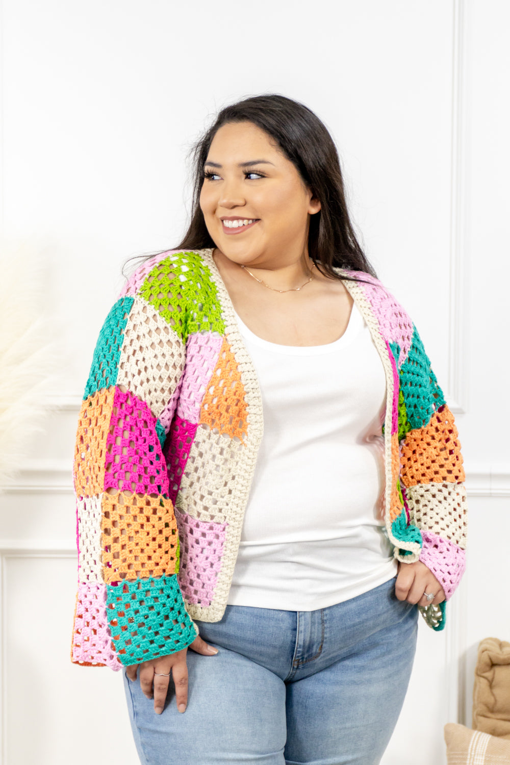 Gran's Girl Patchwork Knit Cardigan Sweater – Charming & Main