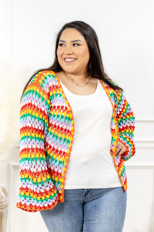 Rainbow Reef Knit Cardigan Sweater