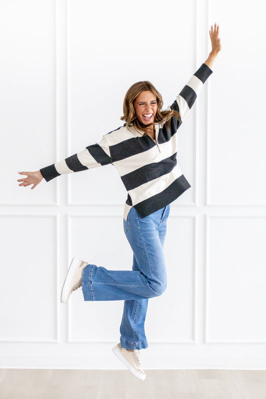 Smash Hit Striped Half Zip Pullover