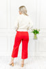 High Rise Tummy Control Wide Leg Crop Jeans in Red