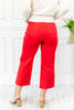 High Rise Tummy Control Wide Leg Crop Jeans in Red