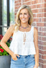 Stitching Up Style Embroidered Tie Front Tank