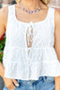 Stitching Up Style Embroidered Tie Front Tank