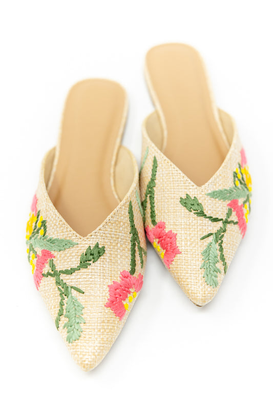 Woven Bloom Embroidered Loafers