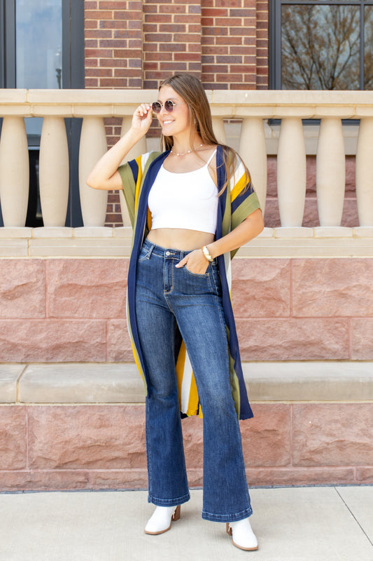 Vibrant Stripes Belted Cardigan