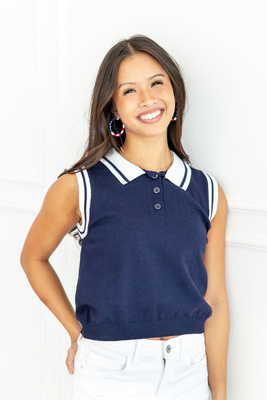 Casual With Class Polo Style Knit Tank Top