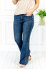 Rhinestone Detail Mid Rise Flare Jeans