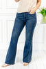 Rhinestone Detail Mid Rise Flare Jeans