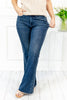 Rhinestone Detail Mid Rise Flare Jeans