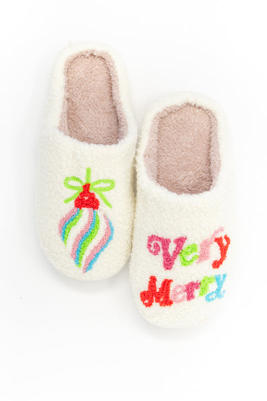 Festive Fuzzies Very Merry Slippers