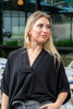 Textured Glam Oversized V-Neck Dolman Sleeve Blouse