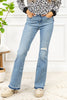 Distressed Release Hem Bootcut Jeans