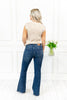 Rhinestone Detail Mid Rise Flare Jeans