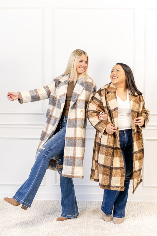 *DOORBUSTER* Frosted Comfort Long Plaid Jacket