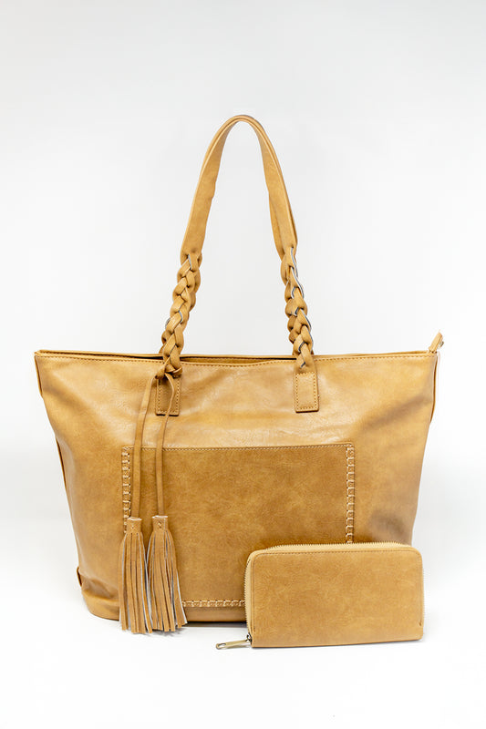 Saddle Stitch Tote Carryall & Wallet Set