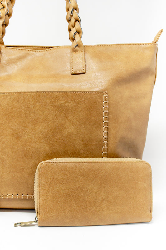 Saddle Stitch Tote Carryall & Wallet Set