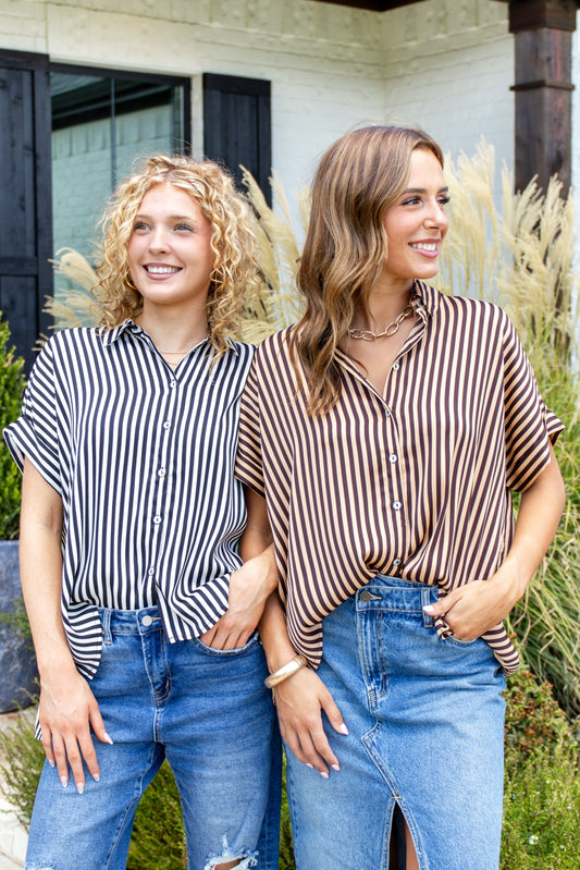 Easygoing Short Sleeve Striped Top