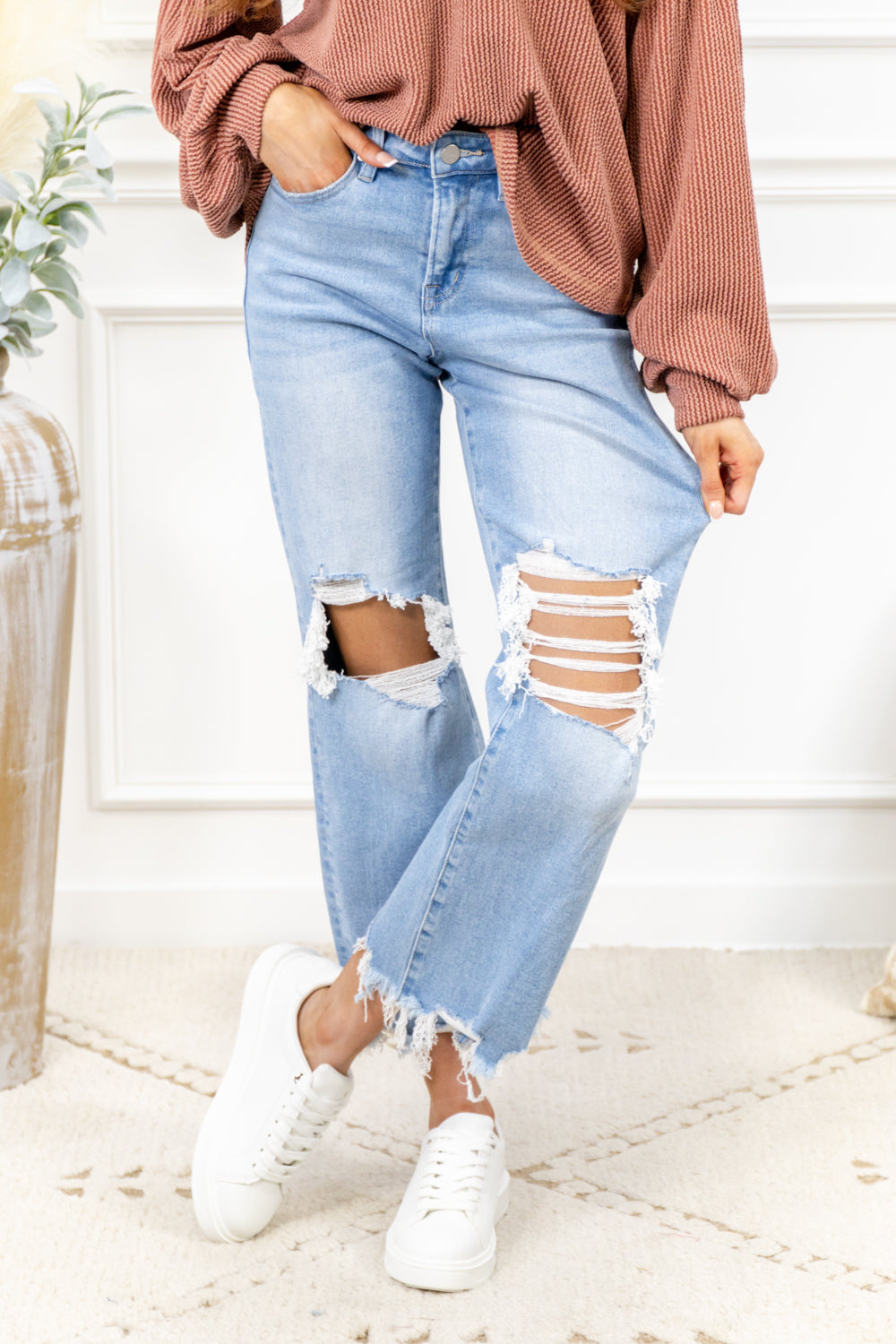 Bad Reputation Distressed Crop Flare Jeans