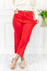 High Rise Tummy Control Wide Leg Crop Jeans in Red