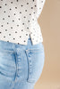Soft Spots Polka Dots Short Sleeve Mock Neck Top