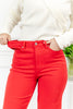 High Rise Tummy Control Wide Leg Crop Jeans in Red