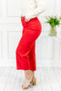 High Rise Tummy Control Wide Leg Crop Jeans in Red