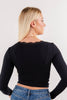 Lace Nights V-Neck Lace Trim Long Sleeve Top