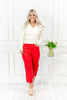 High Rise Tummy Control Wide Leg Crop Jeans in Red