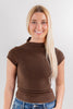 Forever Cozy Cap Sleeve Mock Neck Heathered Knit Top