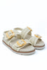 Feather Steps Big Buckle Raffia Sandals