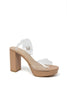 Crystal Clear Beige Ankle Strap Platform Heels