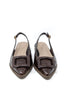 Quite Darling Croc Embossed Slingback Pointed Toe Kitten Heels