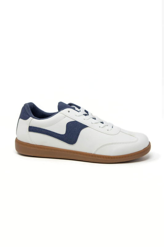 Navy Baby Side Stripe Vegan Leather Sneakers