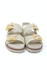Feather Steps Big Buckle Raffia Sandals