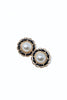 Pearl Fantasy Round Floral Frame Stud Earrings