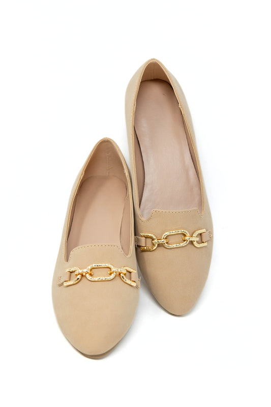 Linked Luxury Faux Suede Gold Buckle Loafer