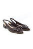 Quite Darling Croc Embossed Slingback Pointed Toe Kitten Heels