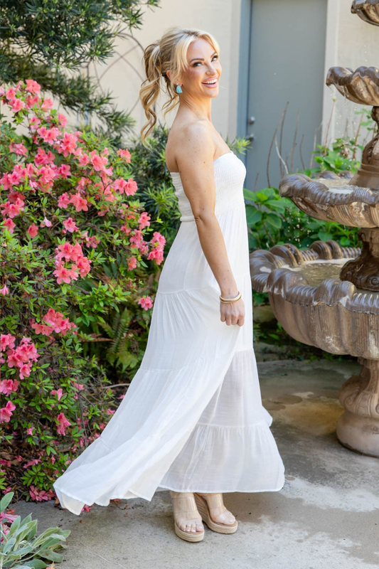 Happy Vibes Strapless Maxi Dress