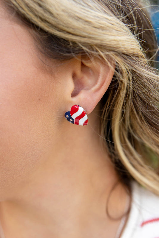 Made with Love American Flag Heart Earrings