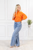 High Rise Side Seam Detail Wide Leg Jeans