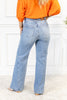 High Rise Side Seam Detail Wide Leg Jeans