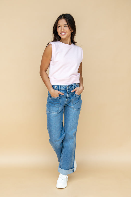 Keep It Sweet Adjustable Fit Wide Leg Jeans